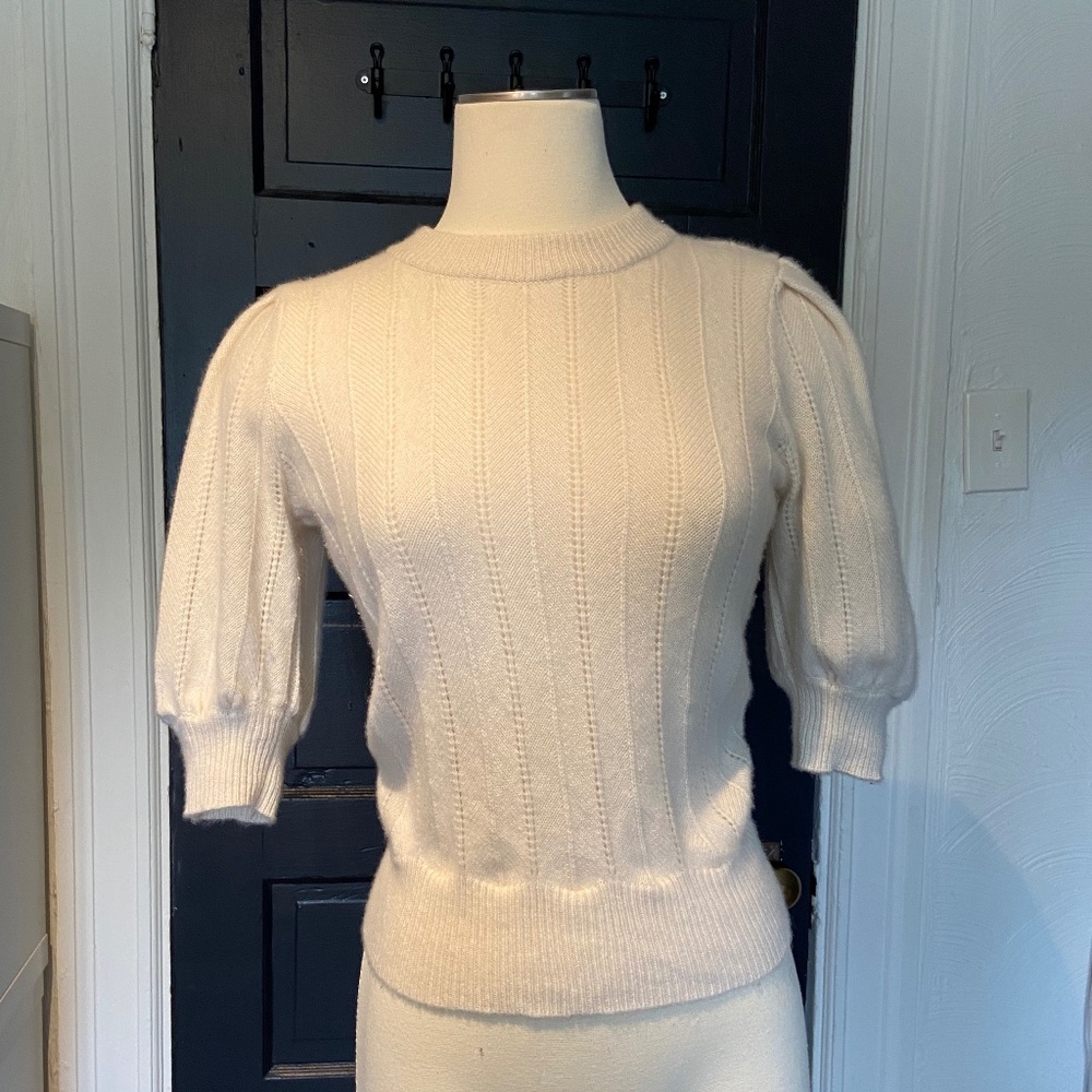 Kate Spade 100% Cashmere Puff Sleeve Knit Sweater